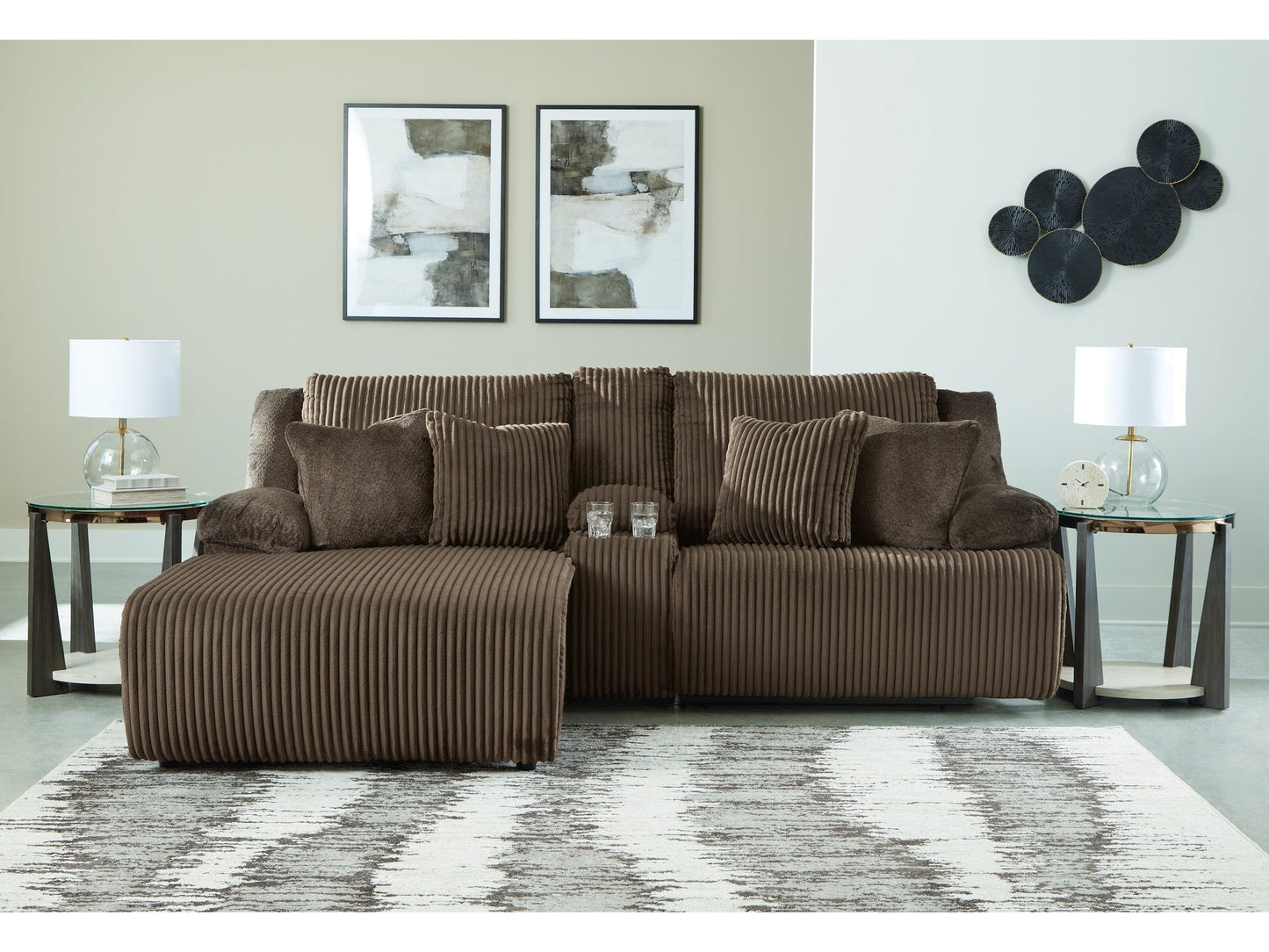 Top Tier Chocolate 3-Piece Reclining Sectional Sofa with LAF Chaise