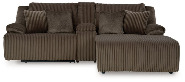 Top Tier Chocolate 3-Piece Reclining Sectional Sofa with RAF Chaise