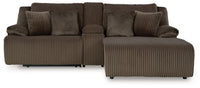 Top Tier Chocolate 3-Piece Reclining Sectional Sofa with RAF Chaise
