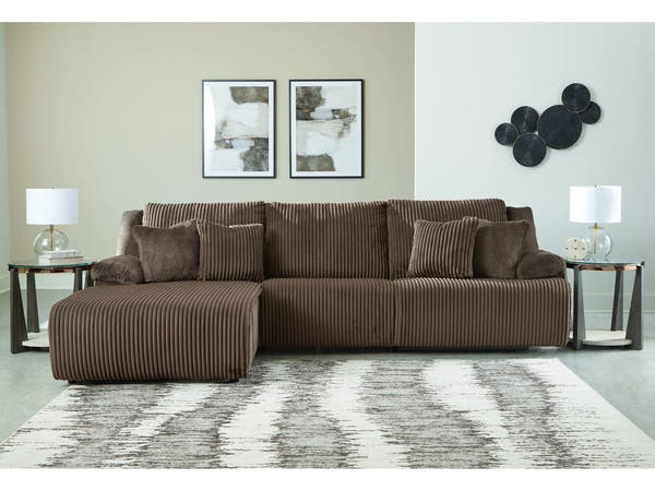Top Tier Chocolate 3-Piece Sectional Sofa Chaise with LAF Chaise