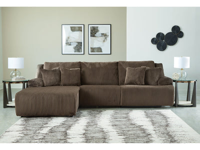 Top Tier Chocolate 3-Piece Sectional Sofa Chaise with LAF Chaise