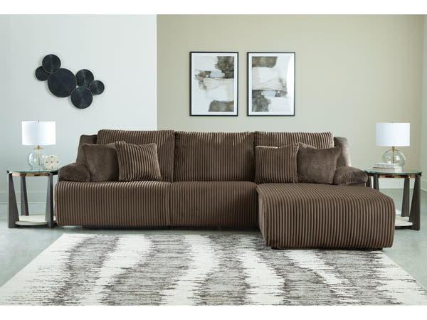 Top Tier Chocolate 3-Piece Sectional Sofa Chaise with RAF Chaise