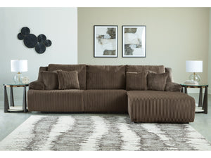 Top Tier Chocolate 3-Piece Sectional Sofa Chaise with RAF Chaise