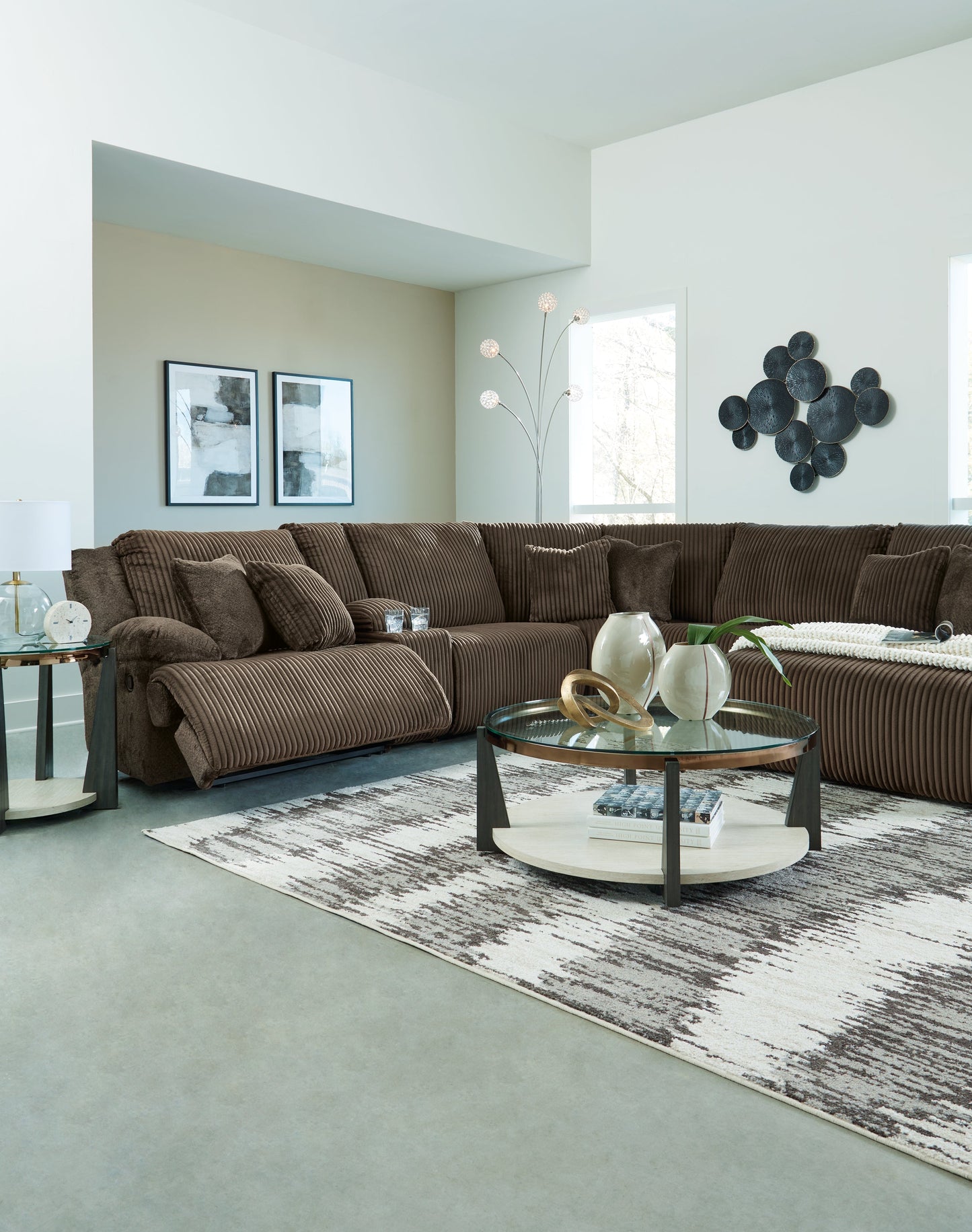 Top Tier Chocolate 3-Piece Sofa Chaise Sectional (Right Shape)