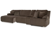 Top Tier Chocolate 4-Piece Reclining Sectional with Chaise