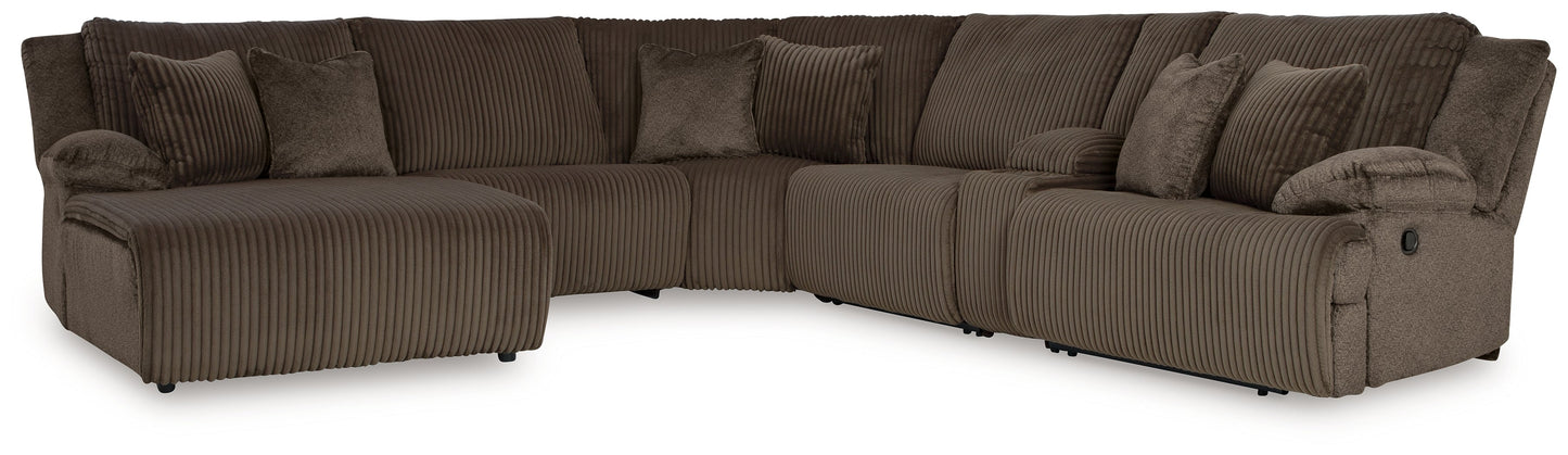Top Tier Chocolate 6-Piece Reclining Sectional with LAF Chaise