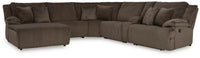 Top Tier Chocolate 6-Piece Reclining Sectional with LAF Chaise