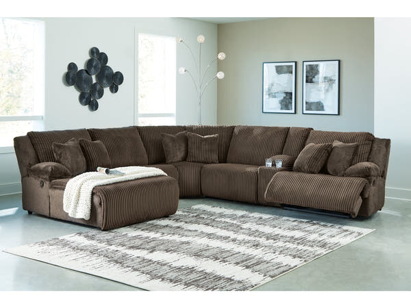 Top Tier Chocolate 6-Piece Reclining Sectional with LAF Chaise