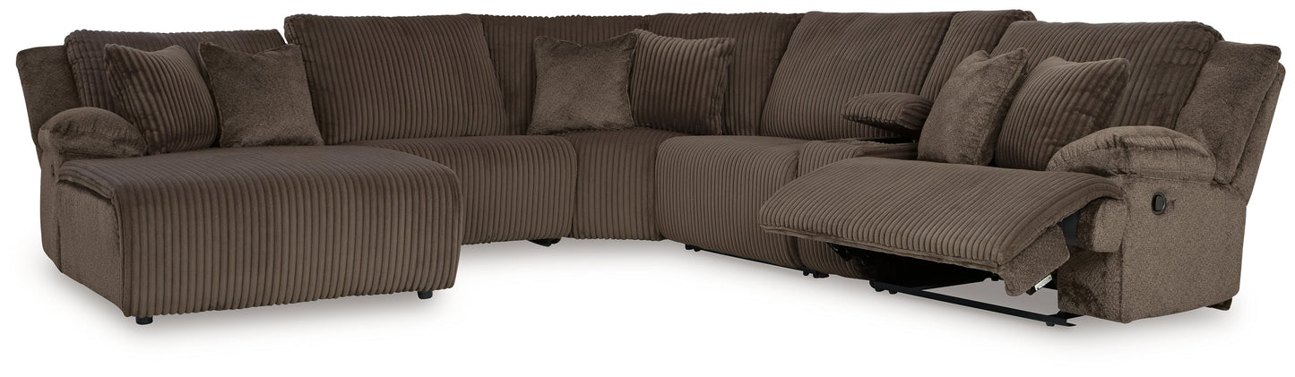 Top Tier Chocolate 6-Piece Reclining Sectional with LAF Chaise