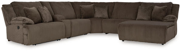 Top Tier Chocolate 6-Piece Reclining Sectional with RAF Chaise