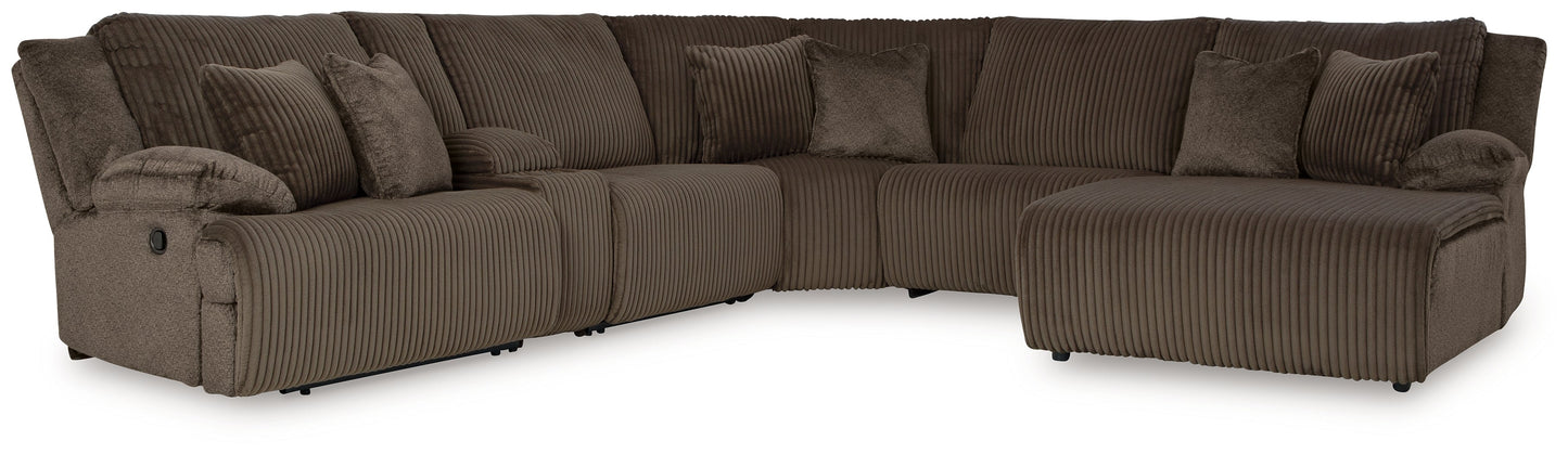 Top Tier Chocolate 6-Piece Reclining Sectional with RAF Chaise