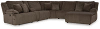 Top Tier Chocolate 6-Piece Reclining Sectional with RAF Chaise