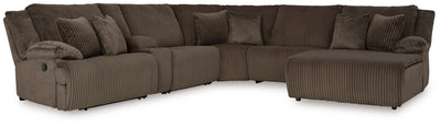 Top Tier Chocolate 6-Piece Reclining Sectional with RAF Chaise