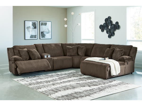 Top Tier Chocolate 6-Piece Reclining Sectional with RAF Chaise