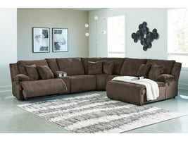 Top Tier Chocolate 6-Piece Reclining Sectional with RAF Chaise