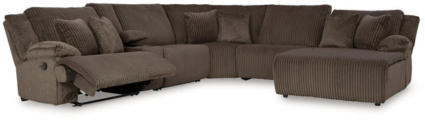Top Tier Chocolate 6-Piece Reclining Sectional with RAF Chaise