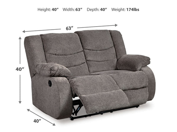 Tulen Gray Manual Reclining Loveseat