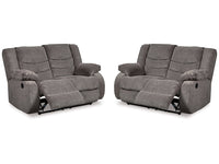 Tulen Gray Reclining Loveseats (Set of 2)