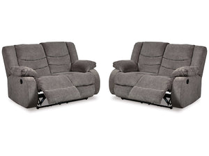 Tulen Gray Reclining Loveseats (Set of 2)