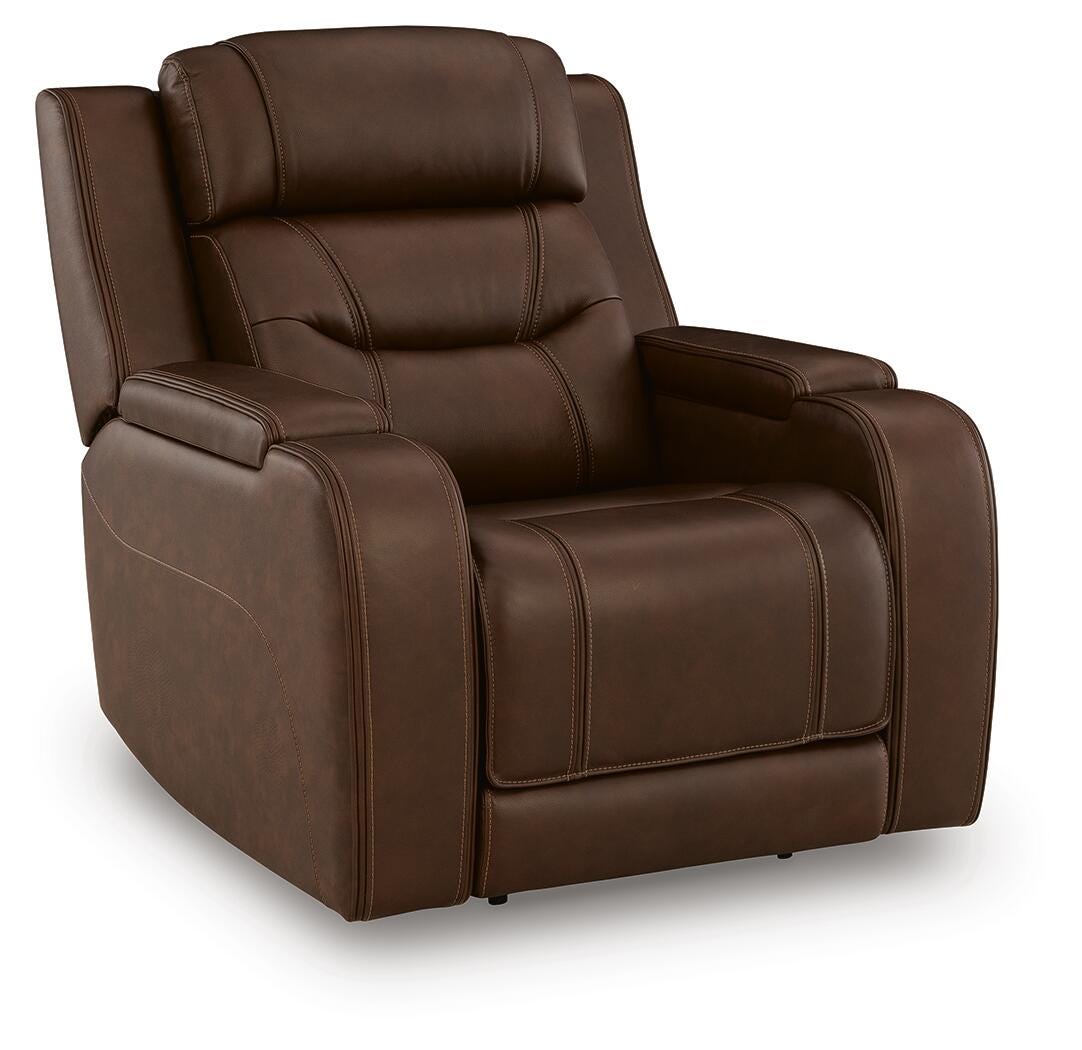 Knightington Brown Power Recliner with Audio Seating