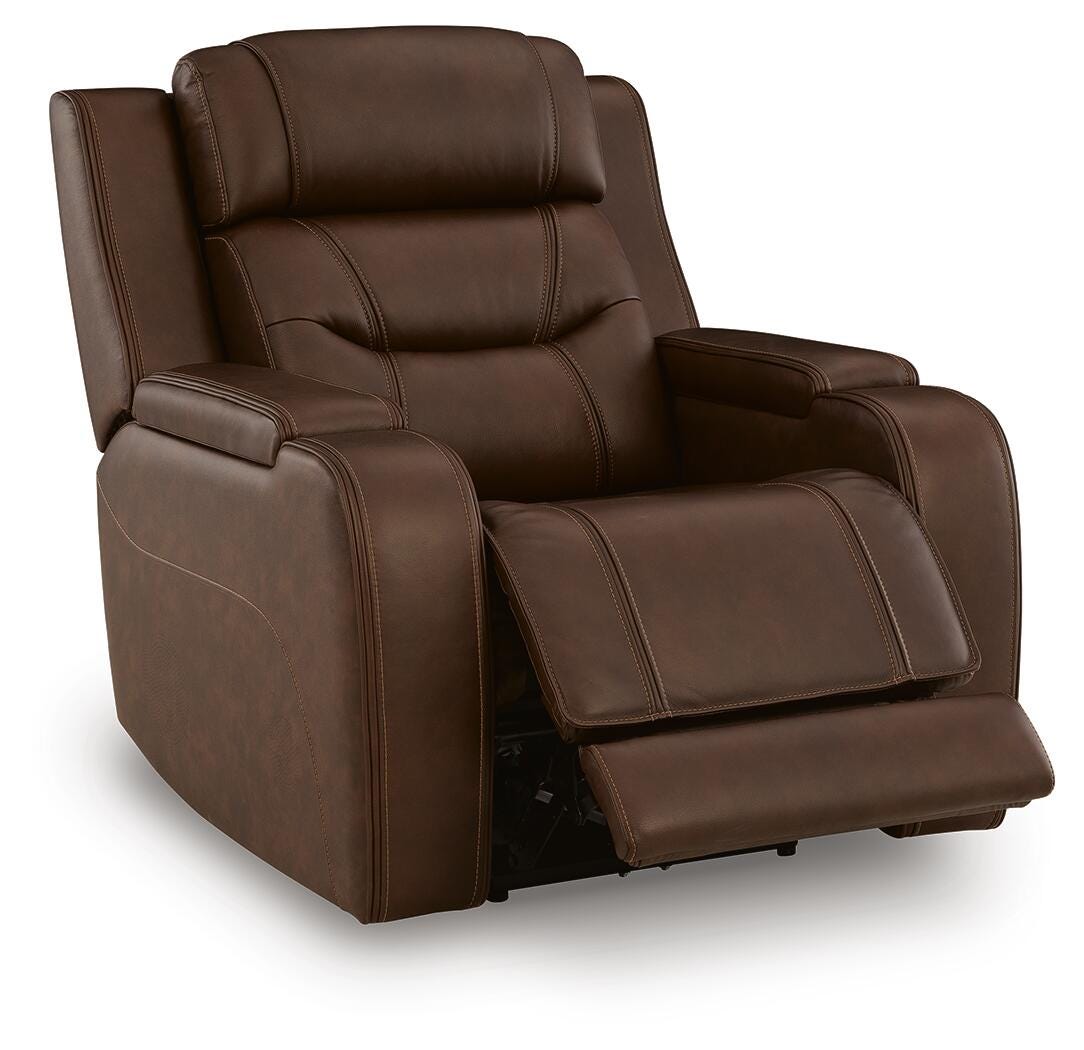 Knightington Brown Power Recliner with Audio Seating
