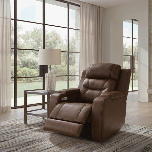 Knightington Brown Power Recliner with Audio Seating