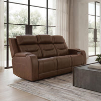 Knightington Brown Power Reclining Sofa with Audio Seating