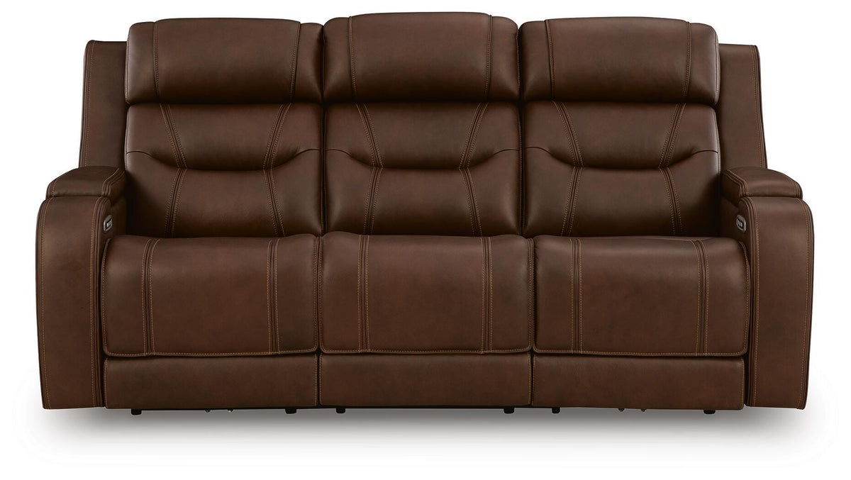 Knightington Brown Power Reclining Sofa with Audio Seating