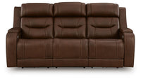 Knightington Brown Power Reclining Sofa with Audio Seating