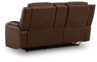 Knightington Brown Power Reclining Loveseat with Audio Seating