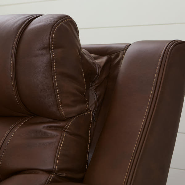 Knightington Brown Power Reclining Sofa with Audio Seating