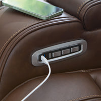 Knightington Brown Power Recliner with Audio Seating