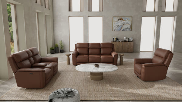 Omne Dual Power Reclining Living Room Set - Pecan
