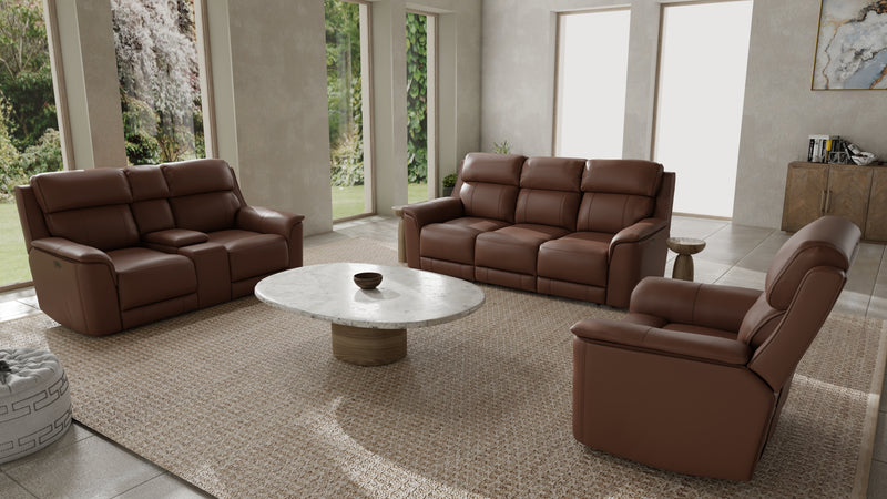 Dual Power Reclining Sofa, Love Seat, and Manual Glider Recliner - Pecan