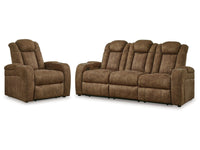 Wolfridge Brindle Power Reclining Sofa and Power Recliner