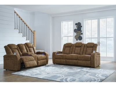 Wolfridge Brown Power Reclining Sofa and Loveseat