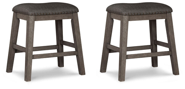 Caitbrook - Upholstered Stool (Set of 2) - Gray