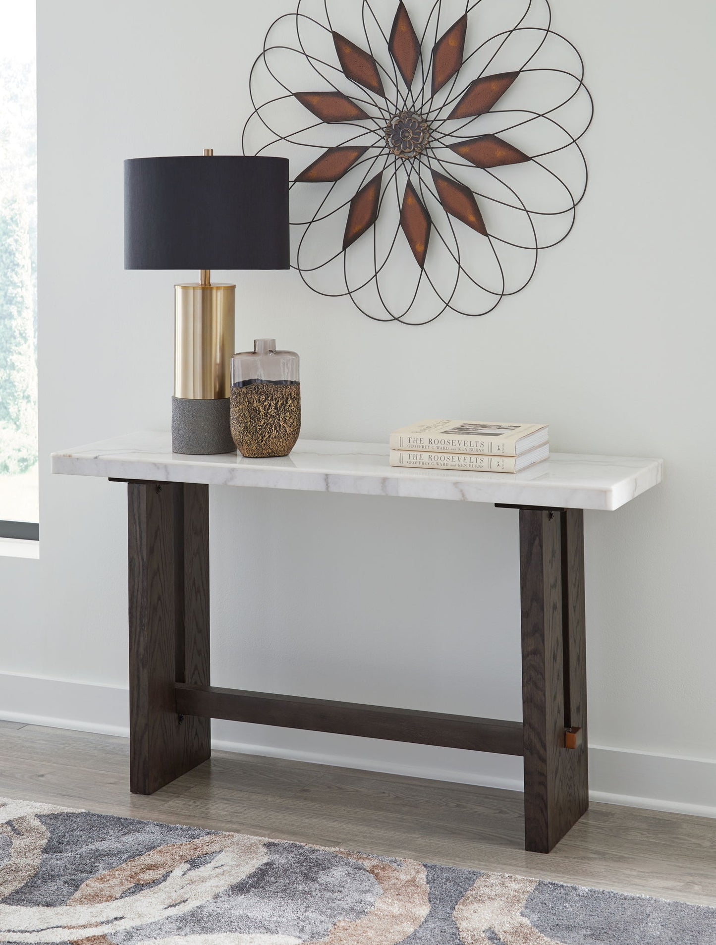 Ashley Burkhaus Sofa Table - White / Dark Brown