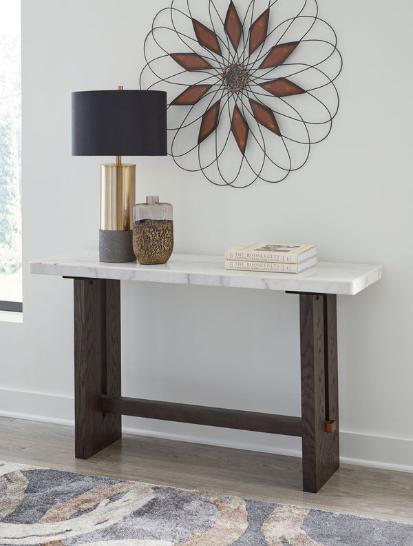 Ashley Burkhaus Sofa Table - White / Dark Brown