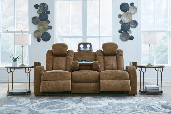 Wolfridge - Power Reclining Sofa With Adj Headrest - Brindle