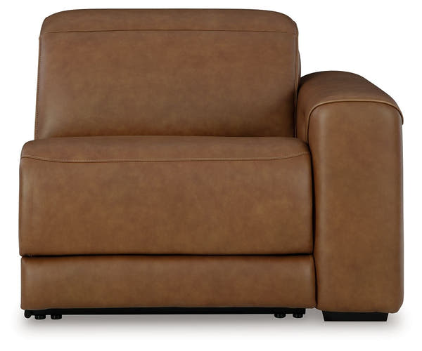 Magic Man Caramel right-arm facing zero wall power recliner, front view