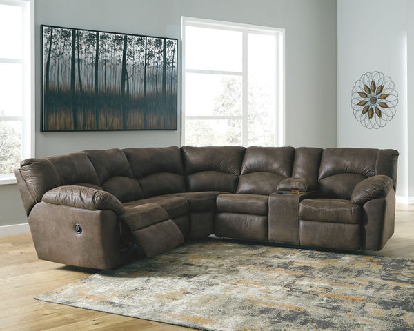 Ashley Tambo Dark Brown 2-Piece Reclining Sectional Sofa