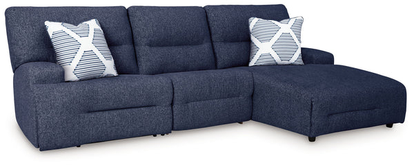 Ashley Acklen Place Navy 3 Piece Power Reclining Sectional With RAF Power Reclining Back Chaise