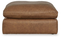 Emilia caramel leather oversized accent ottoman — front view