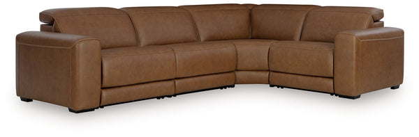 Ashley Magic Man Caramel 4 Piece Power Reclining Sectional Sofa