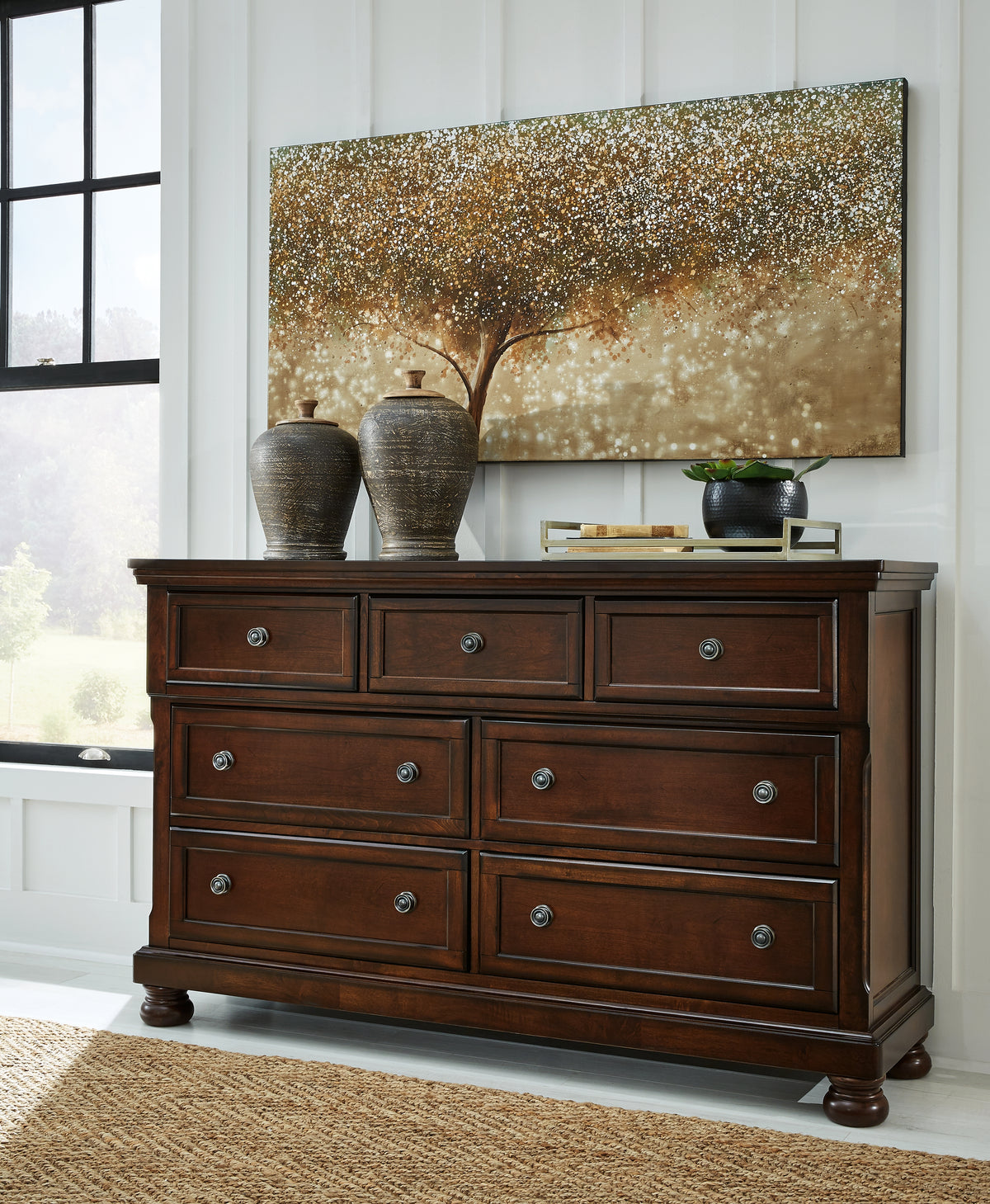 Porter Rustic Brown Dresser, Mirror and Nightstand Set