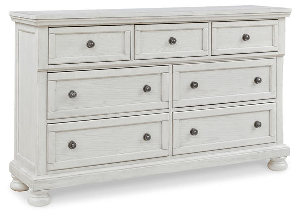 Robbinsdale Antique White Dresser, Mirror and Nightstand Set