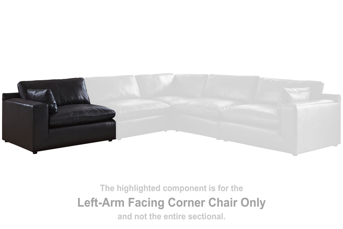 Emilia Black Leather 2pc Modular Sectional Loveseat
