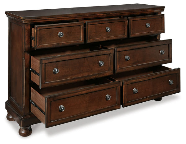 Porter Rustic Brown Dresser, Mirror and Nightstand Set