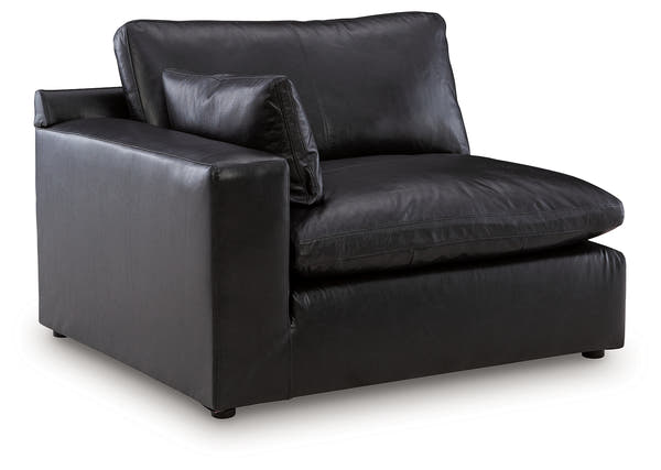 Emilia Black Leather 2pc Modular Sectional Loveseat